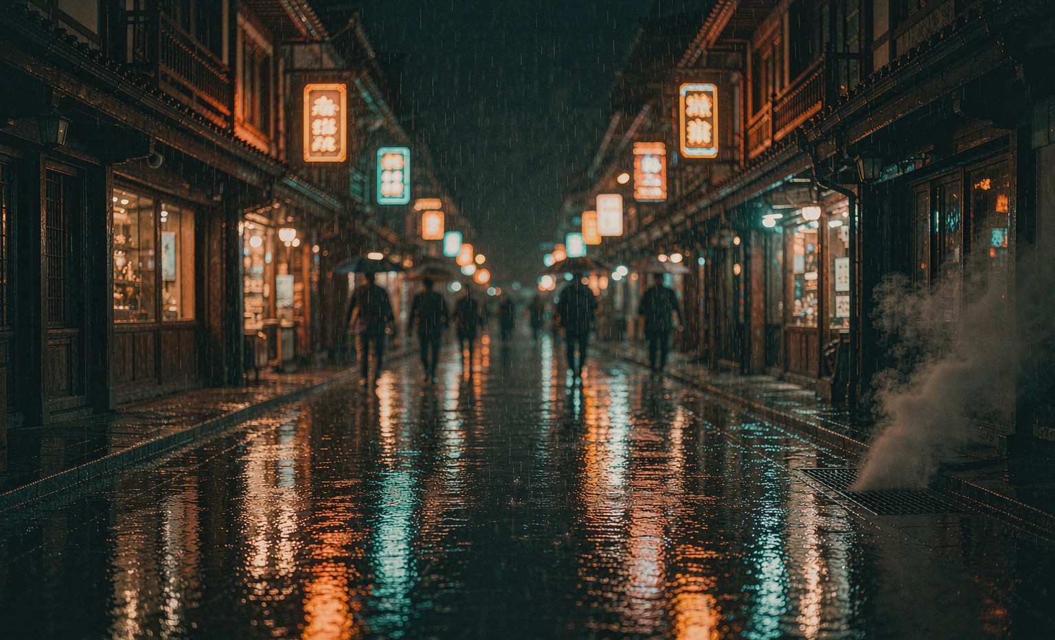 窗外的雨夜街道